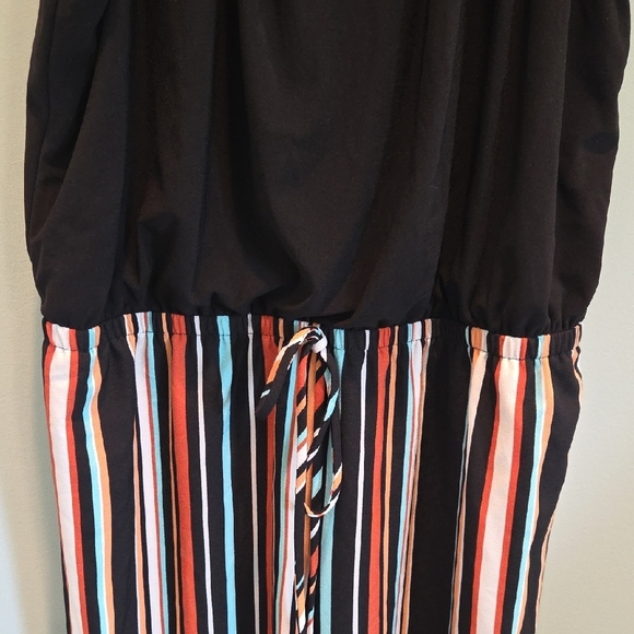 Emma & Michele Black Halter Jumpsuit w/ Striped Wide Leg Pants Size L - Picture 5 of 12